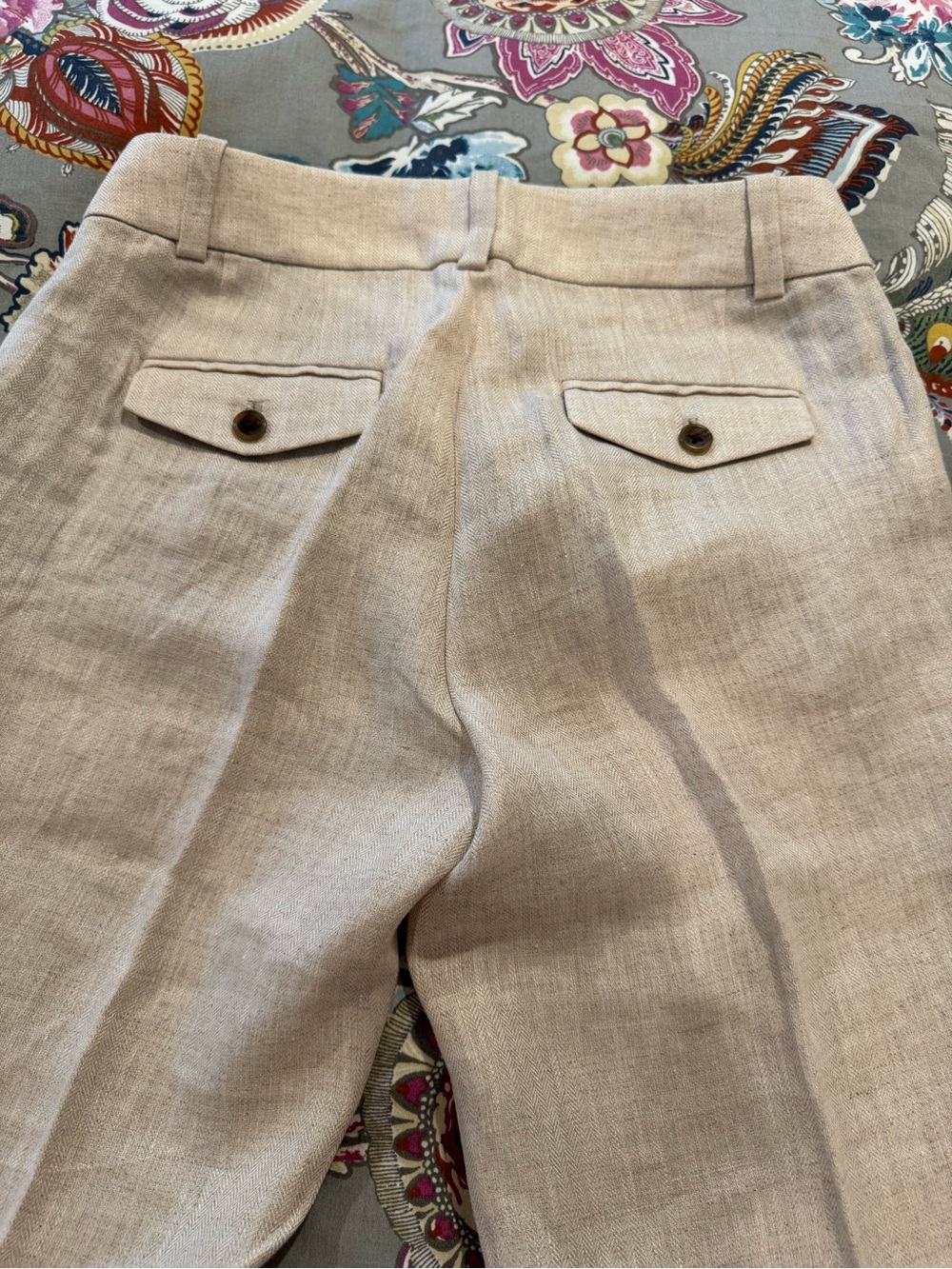 J. Crew Flax Color Herringbone 100% Linen Trousers - Picture 4 of 12